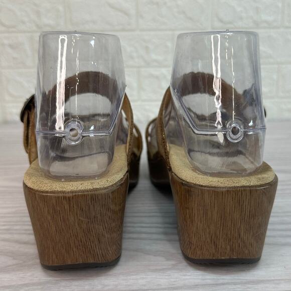 Dansko Sophie Slide Sandals WMNS 38 Wedge Brown Iridescent Grain Leather Slip on - Picture 5 of 8